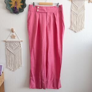The Kemist High Waisted Wide Leg Pink Linen Blend Pants Size 16